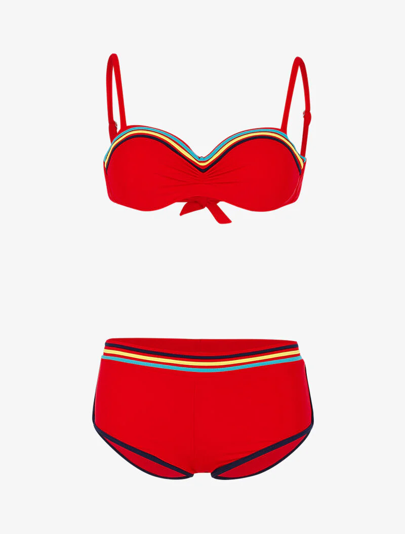 Gestreepte bikini - rood