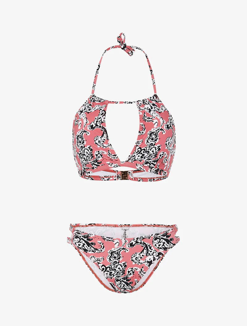 Bikini met gespleten beha - roze