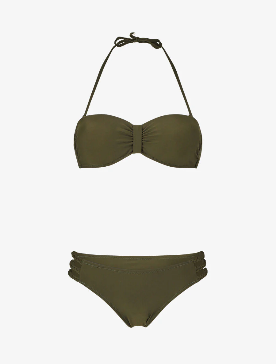 Gevlochten bandjes bikini - Kaki