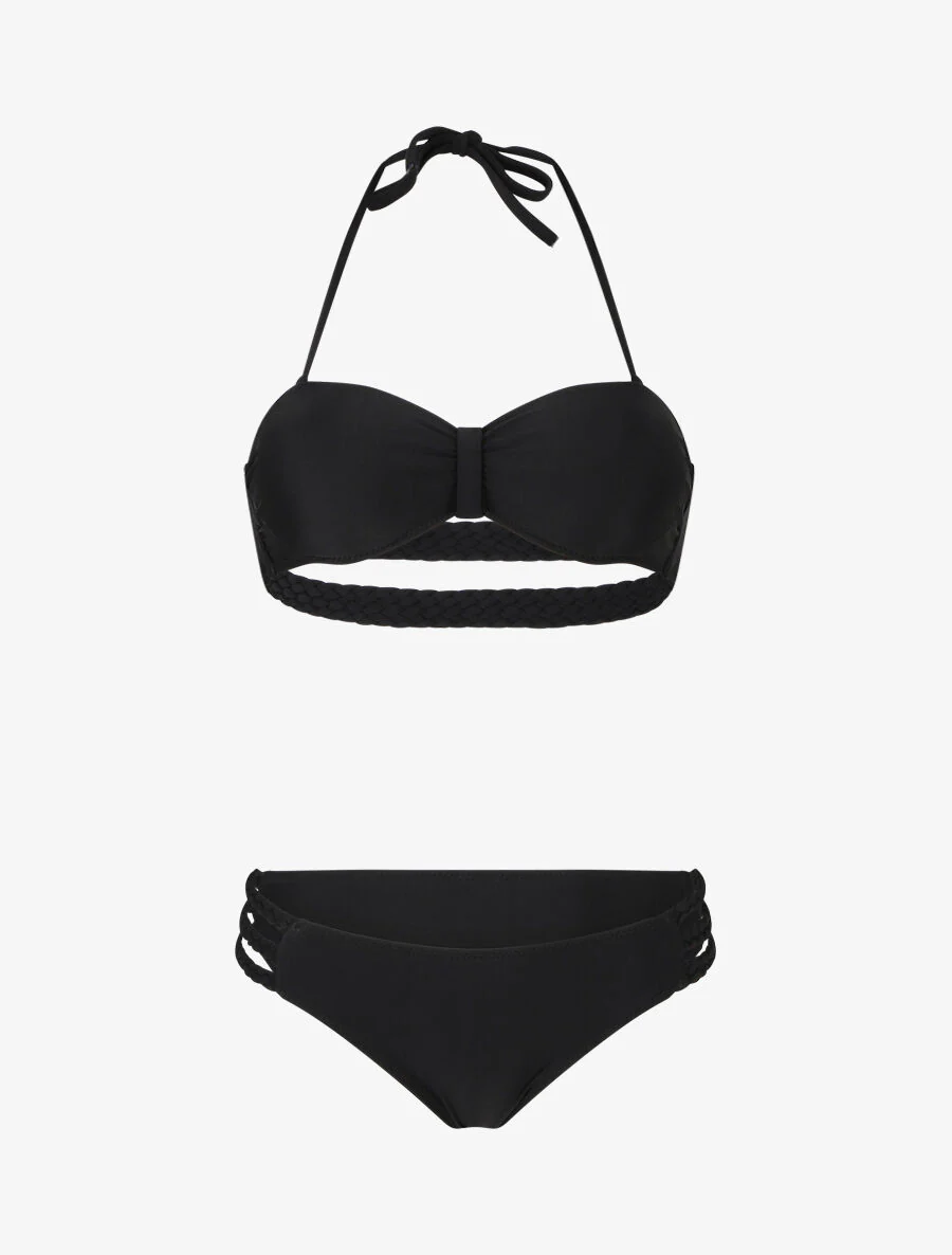 Bikini met gevlochten banden - Zwart