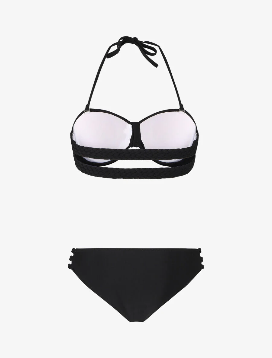Bikini met gevlochten banden - Zwart - Image 2