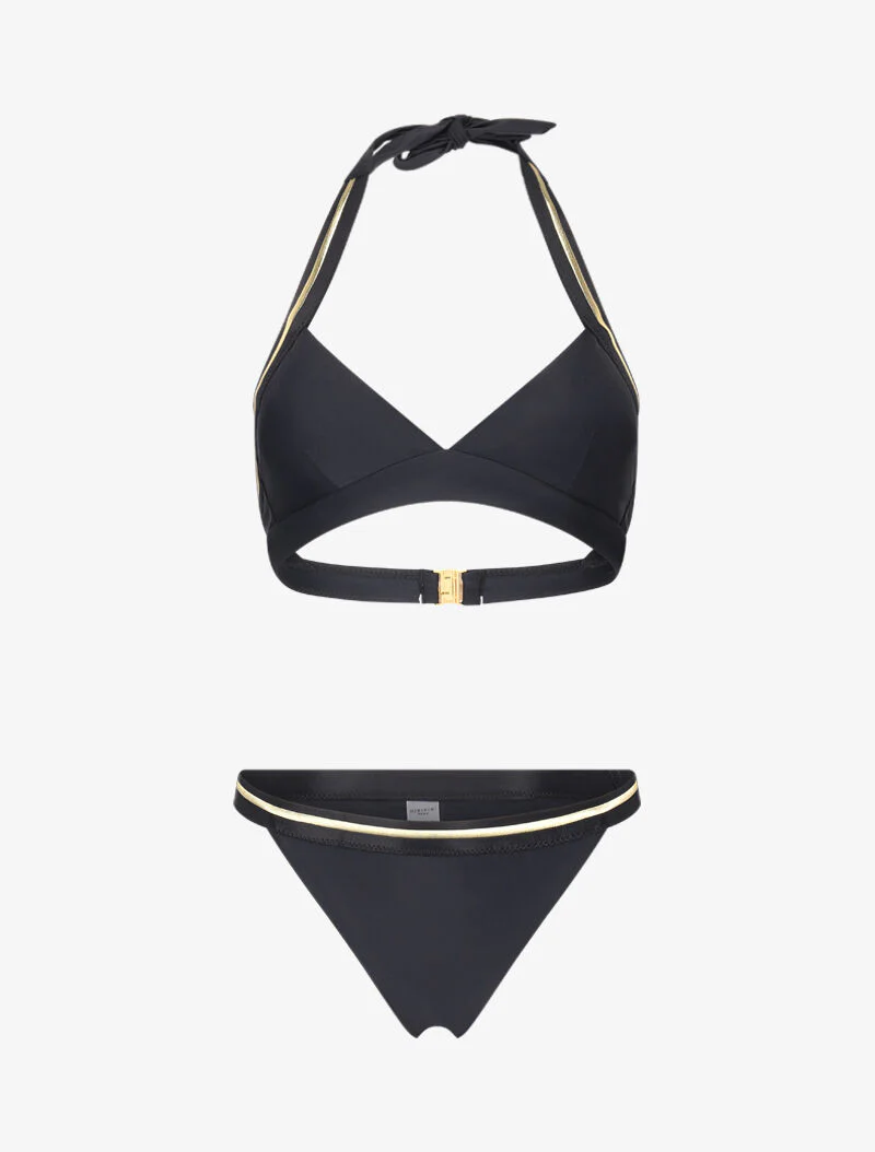 Bikini met gouden bandjes in driehoeksvorm - zwart - Image 3