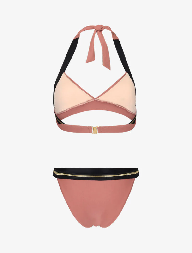 Bikini met gouden bandjes in driehoeksvorm - oudroze - Image 2