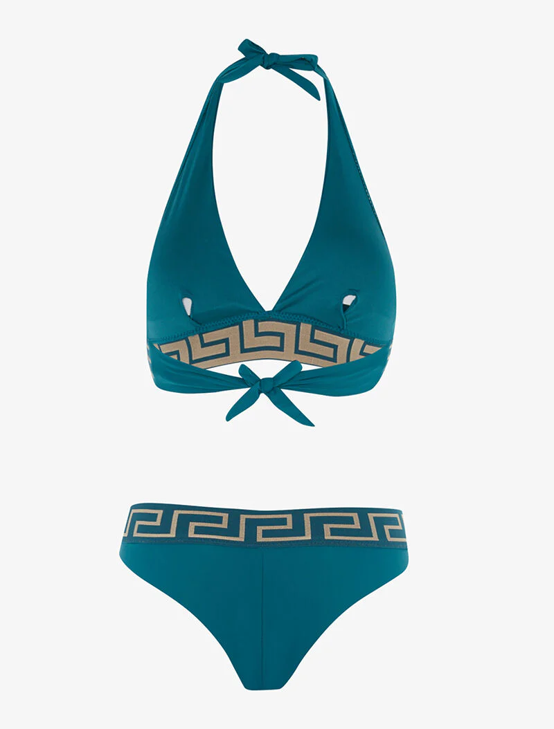 Grieks bedrukt bikini - blauwgroen - Image 2