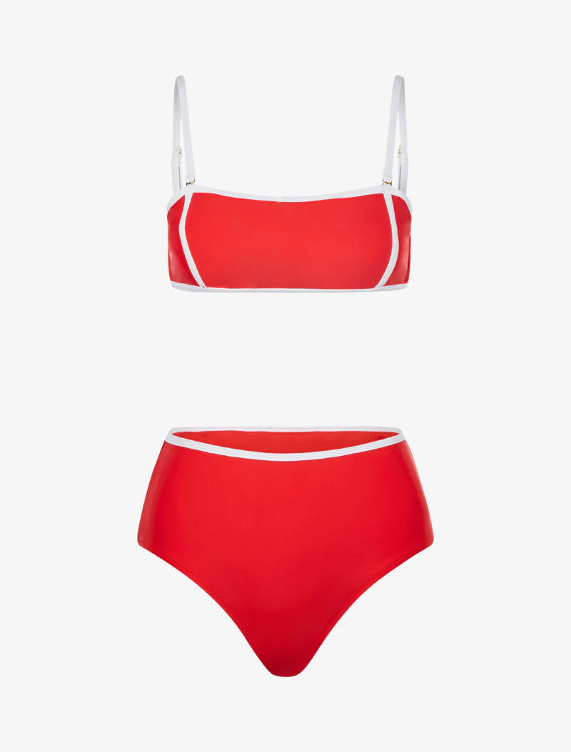 Bikini met hoog uitgesneden broekje - rood