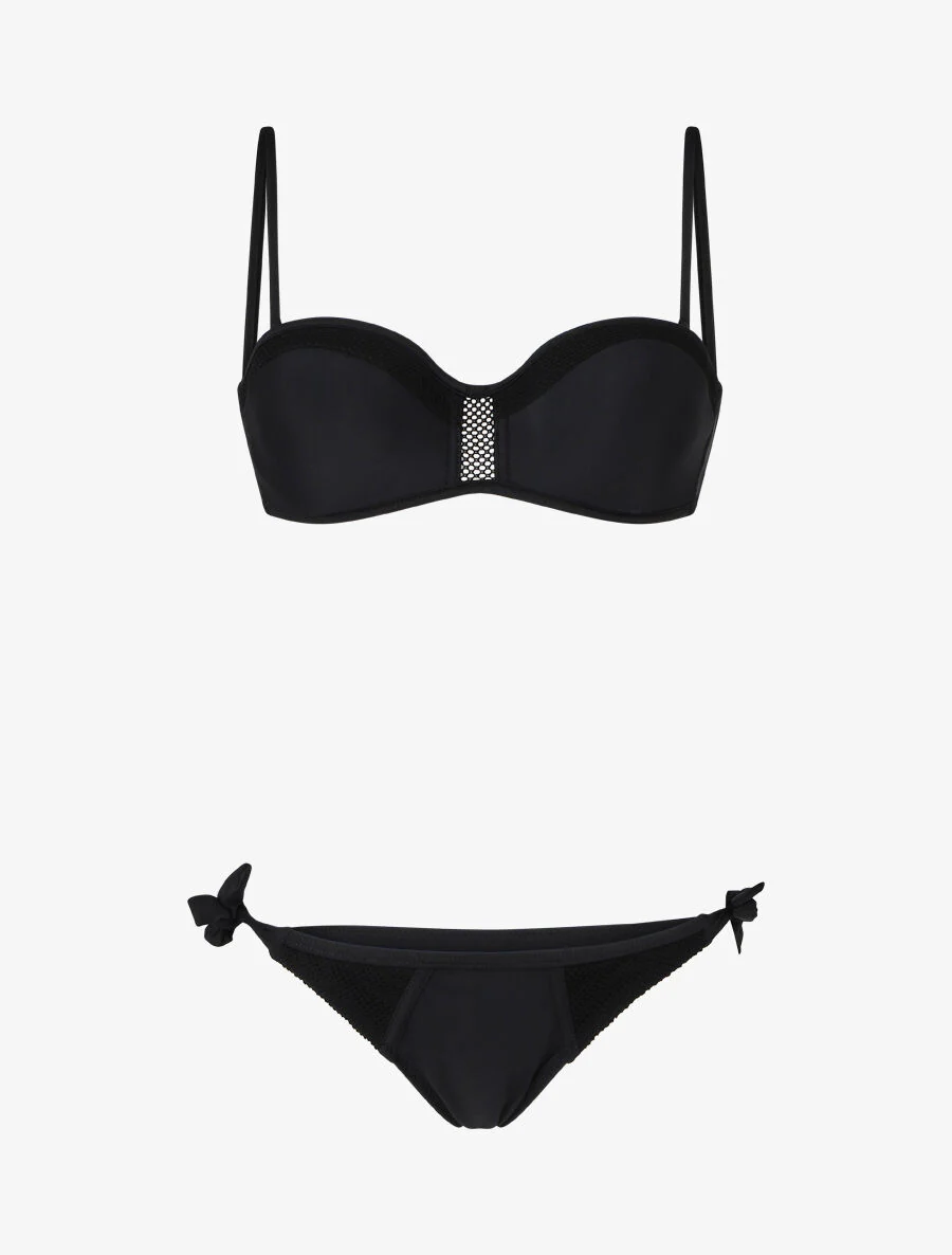 Bikini met kantdetail - Zwart