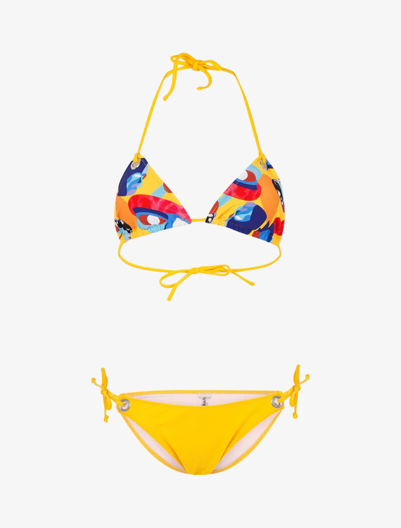 Grafische print bikini - geel