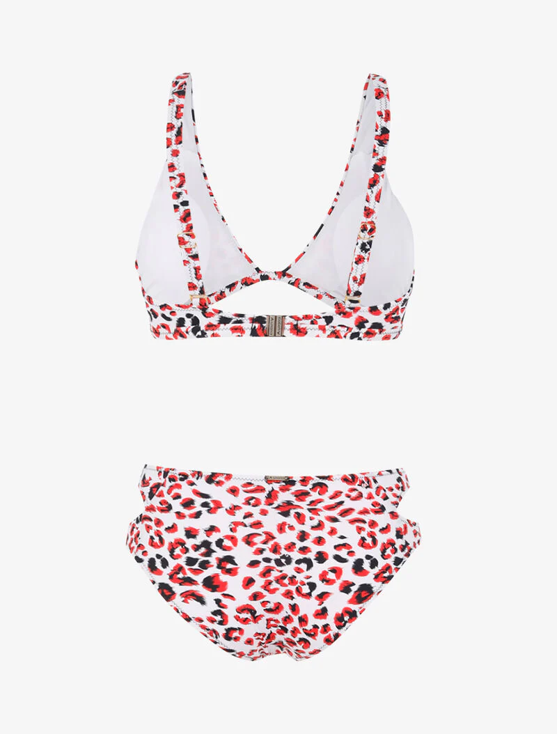 Luipaardprint bikini met uitsnijdingen - rood - Image 2