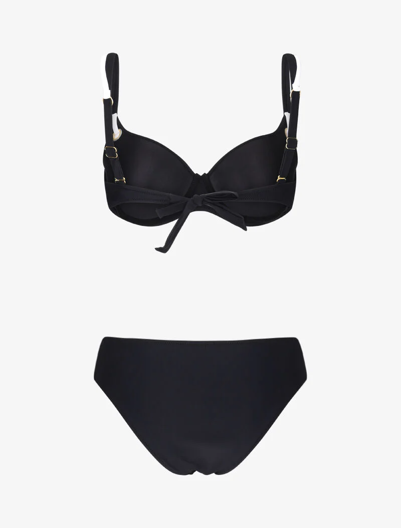 Bikini met oogjes en contrasterende bandjes - zwart - Image 2