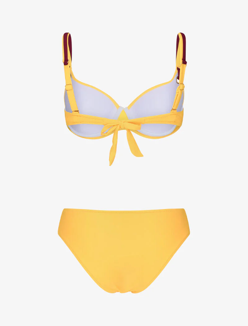 Bikini met oogjes en contrasterende bandjes - geel - Image 2