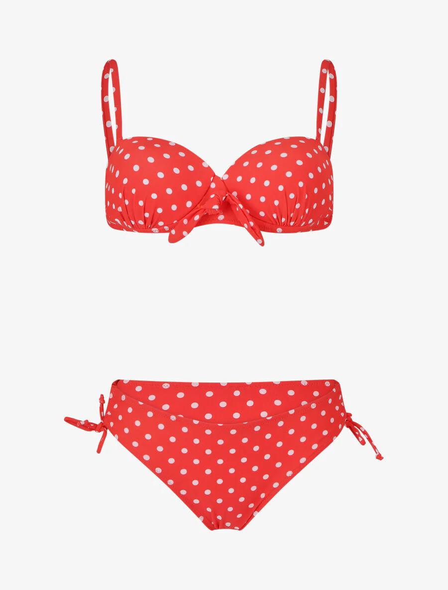 Bikini met stippen en strik - Rood