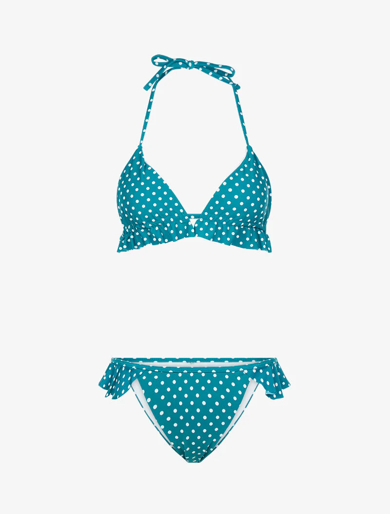 Bikini met stippenprint - groen