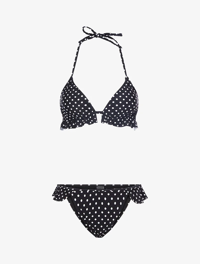 Bikini met stippenprint - zwart