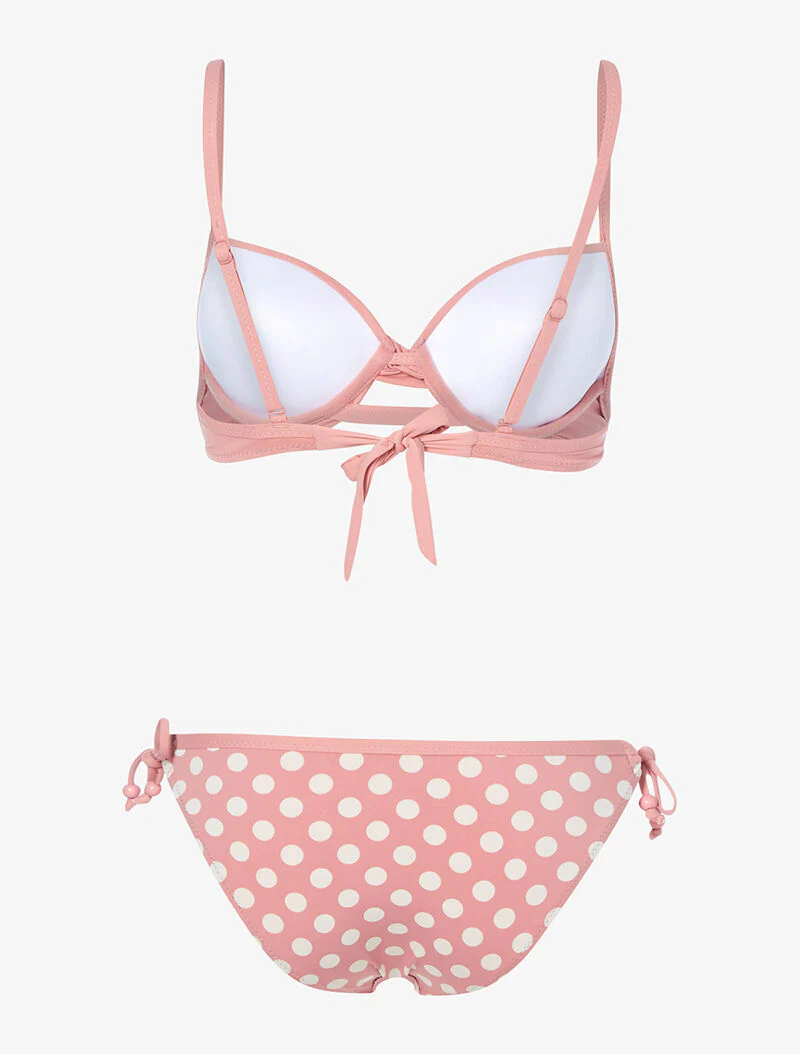 Bikini met stippenprint - poederroze - roze oranje - Image 2