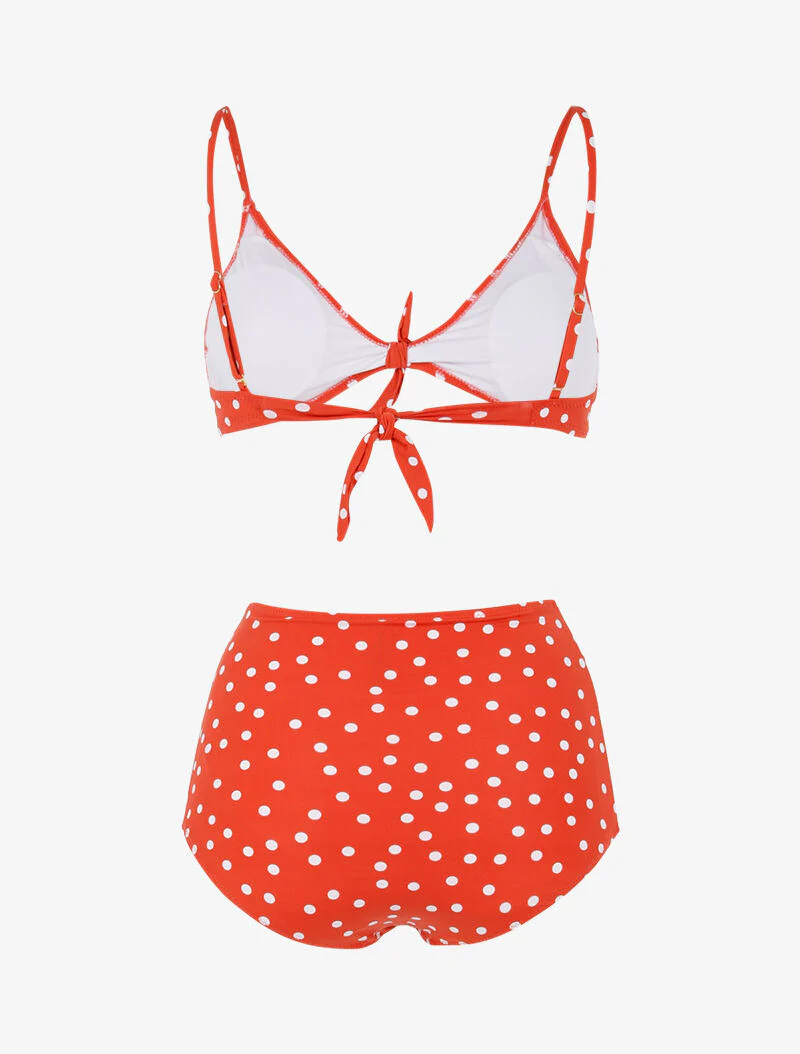 Bikini met stippenprint - baksteen - Image 2