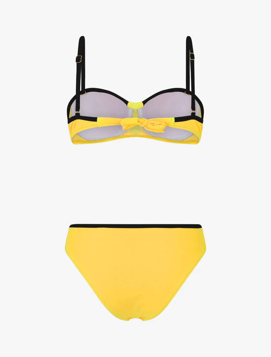 Bikini met strassdetail en scrunchie - Citroengeel - Image 2