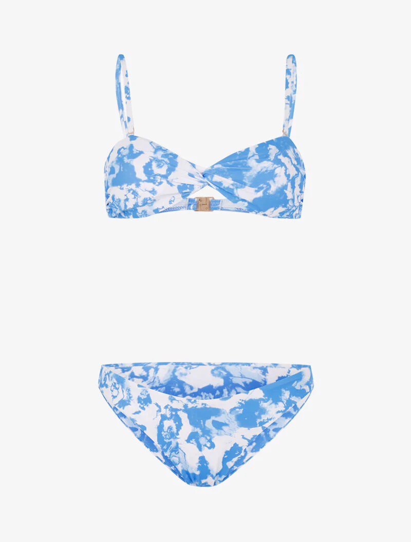 Bikini met vervaagde print - blauw