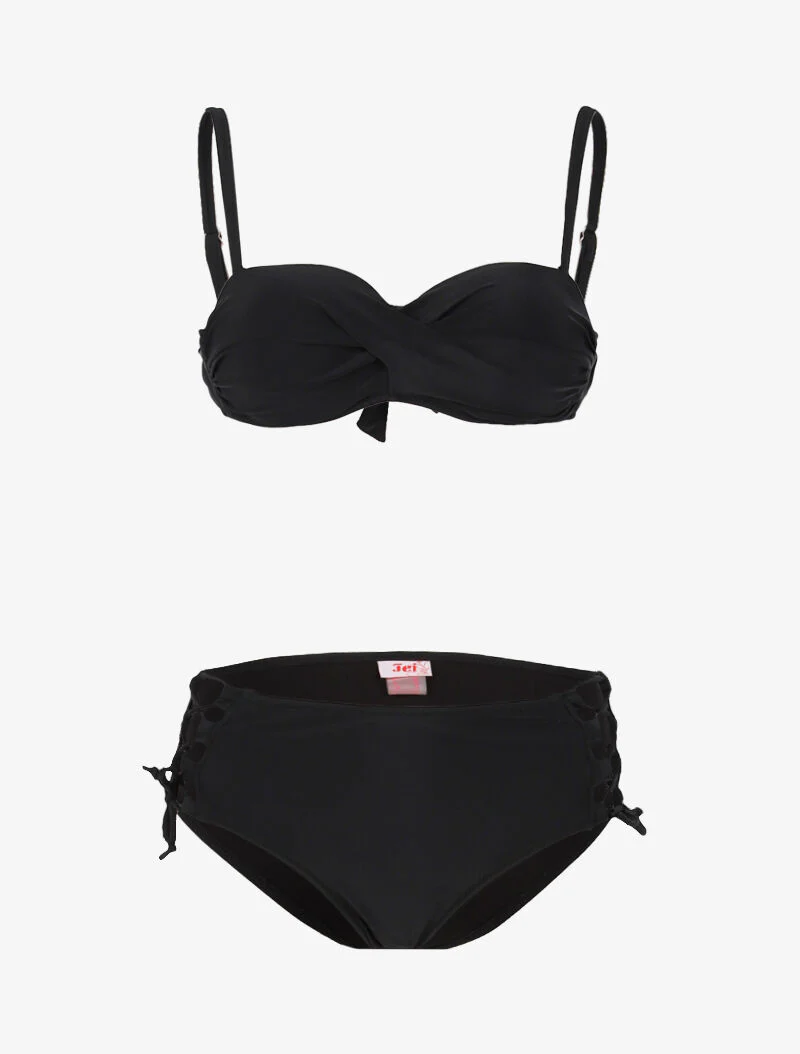 Bikini met veterbroekje - zwart