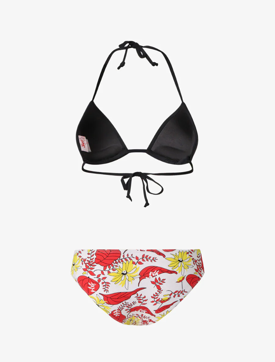 Ongelijk bloemenbikini - Zwart - Image 2
