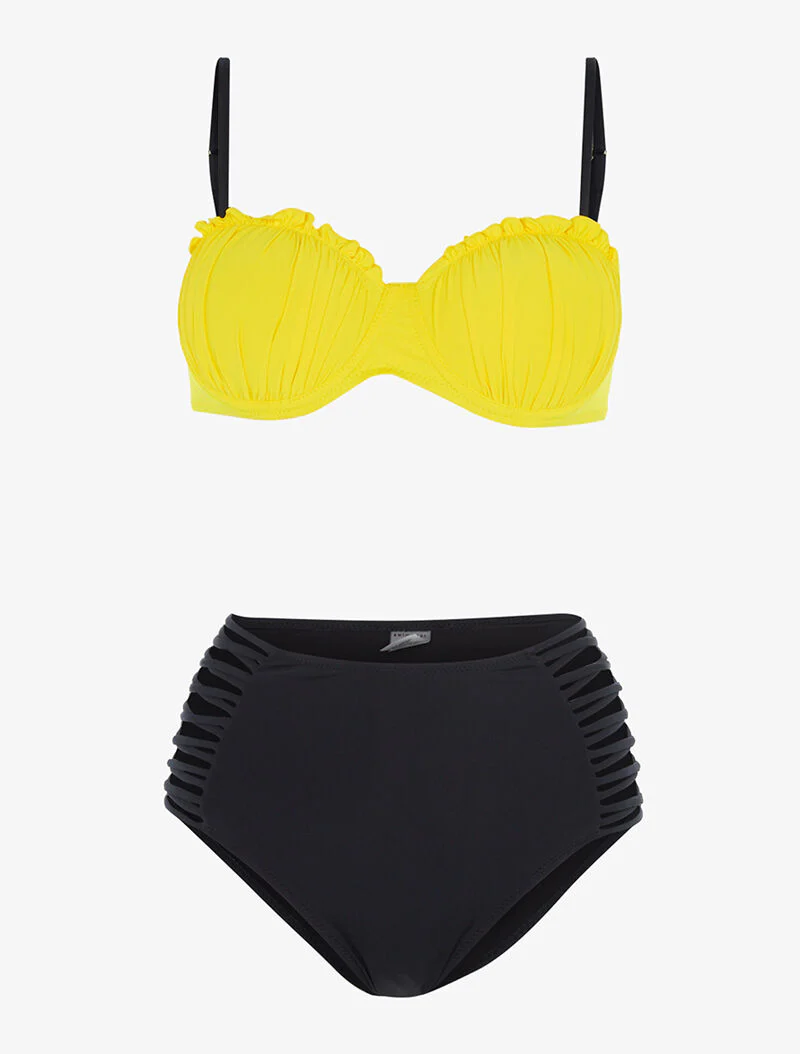 Ongelijk bikini - geel/zwart