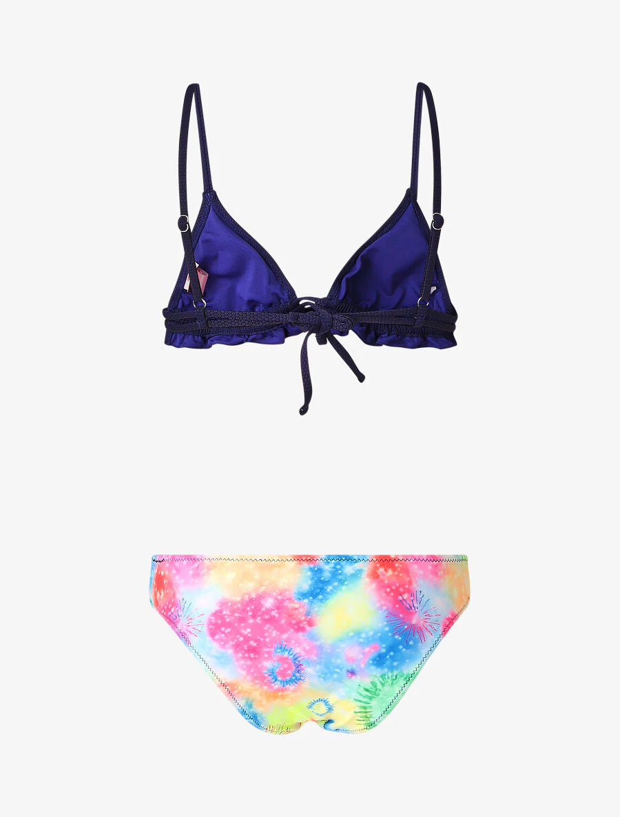 Niet bijpassende tie and dye bikini - Marineblauw - Image 2