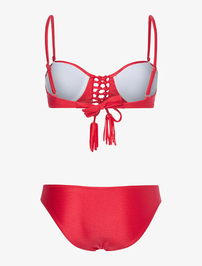 Iridescerende opengewerkte bikini - rood - Image 2