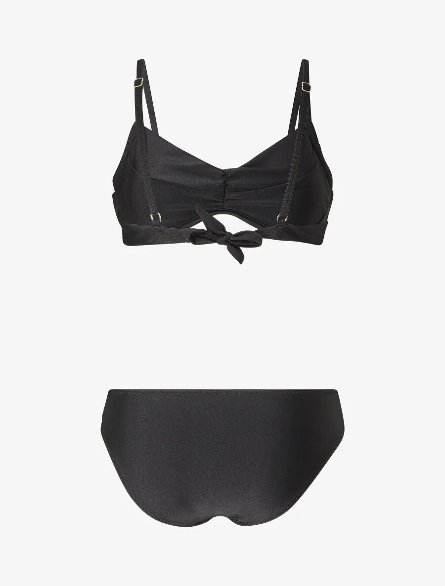 Satijnen en geplooide bikini - Zwart - Image 2