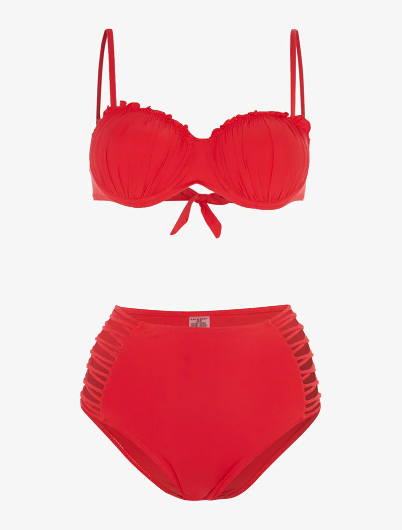 Bikini slip kant uit - rood