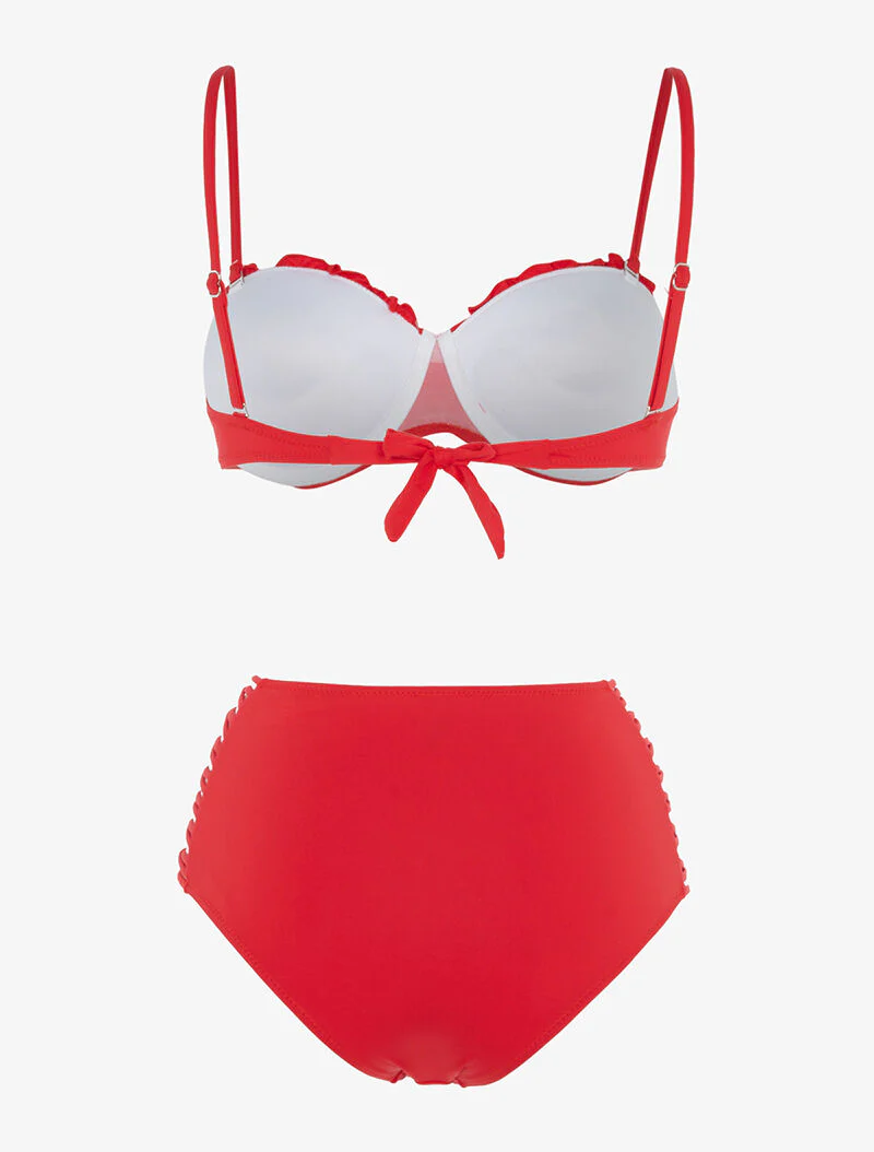 Bikini slip kant uit - rood - Image 2