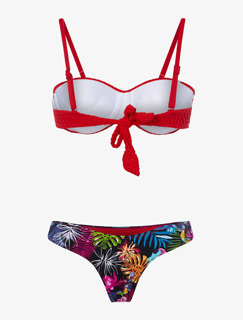 Tropische stringbikini - rood - Image 2