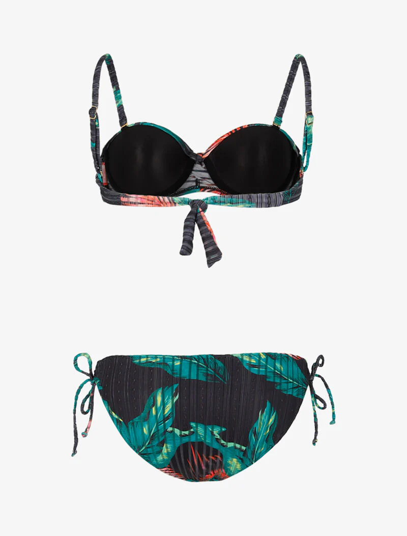 Getextureerde bikini met tropische print - zwart - Image 2