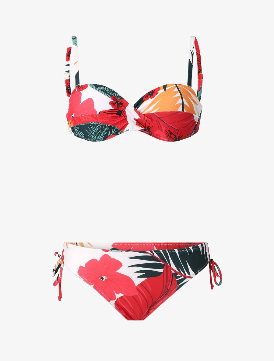 Tropische gedraaide bikini - Wit