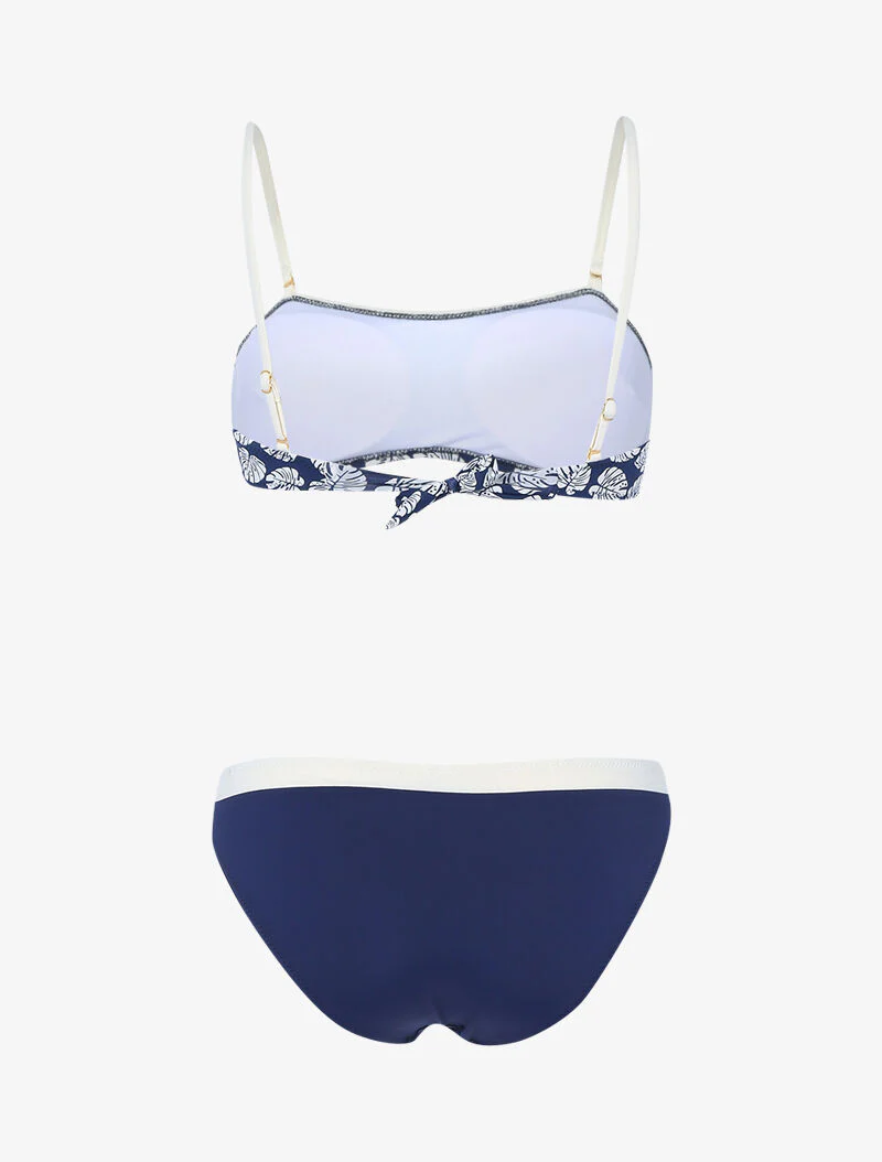 Tweekleurige bikini en bedrukte top - marine/ecru - Image 2