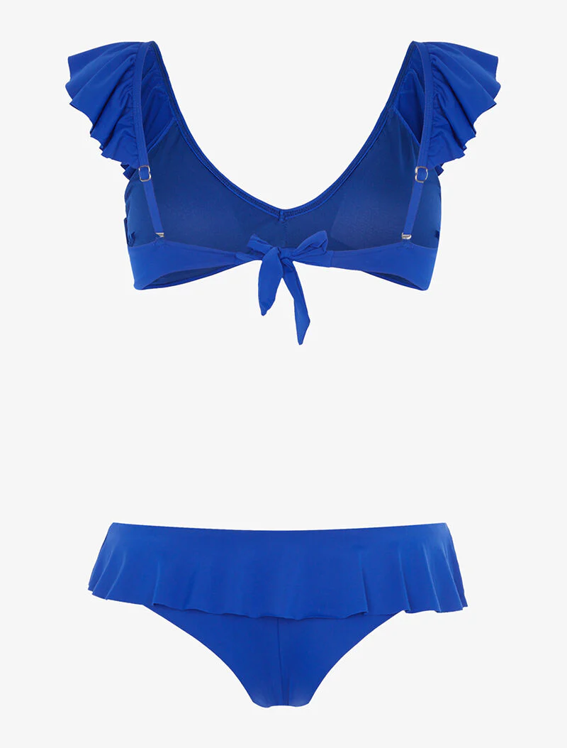 Ruches bikini met hoge uitsnijding - elektrisch blauw - Image 2