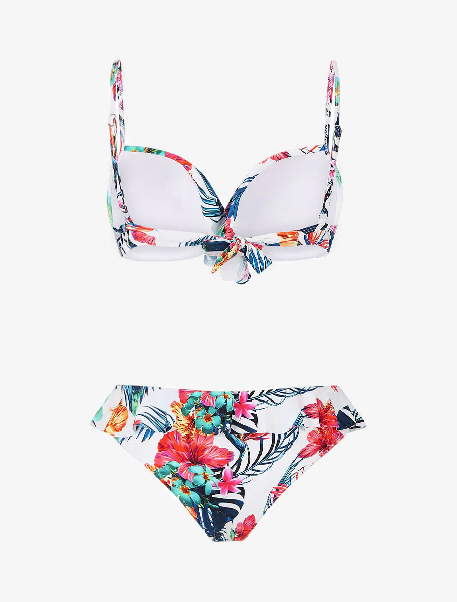 Ruches bikini met bloemenprint - Wit - Image 2