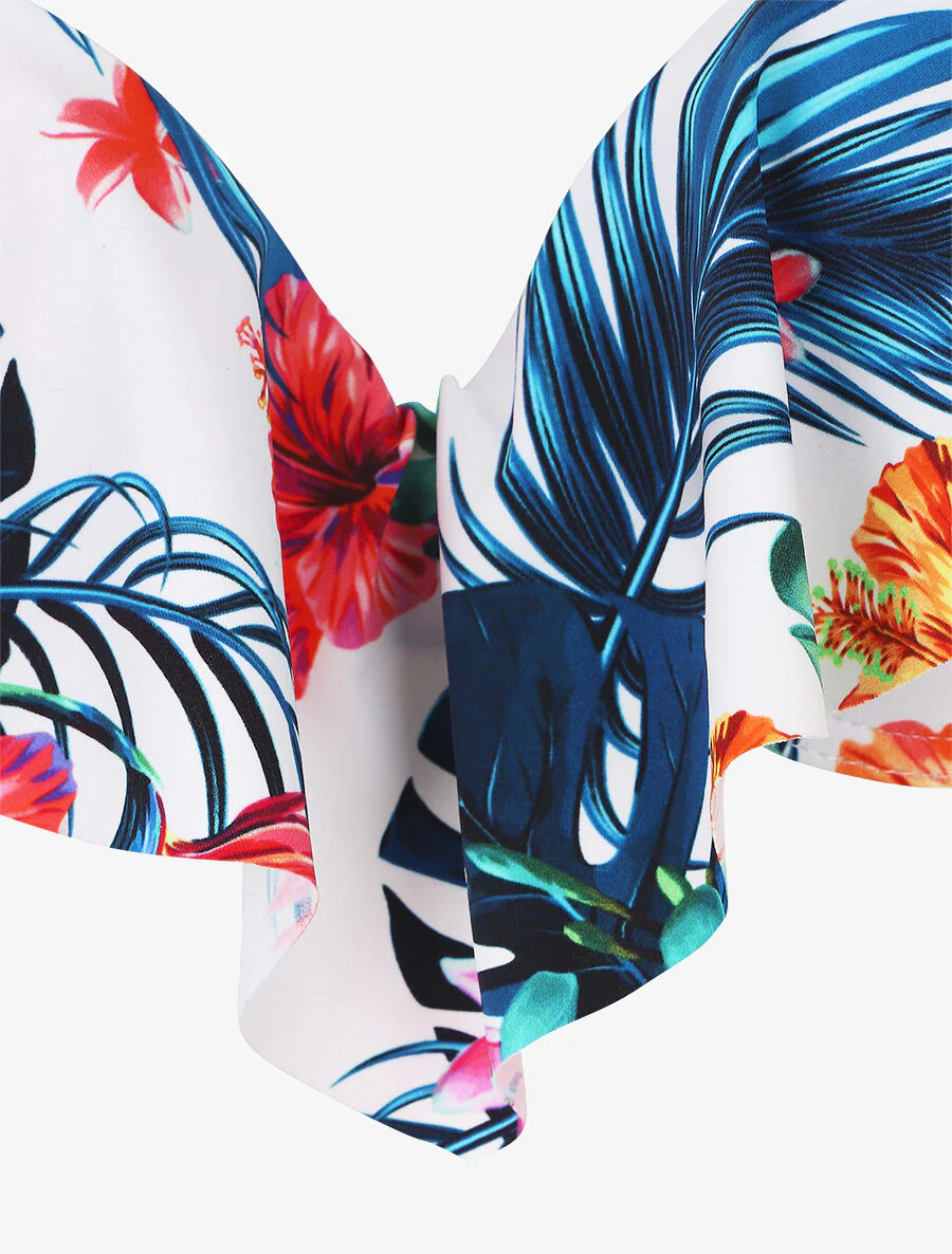 Ruches bikini met bloemenprint - Wit - Image 3
