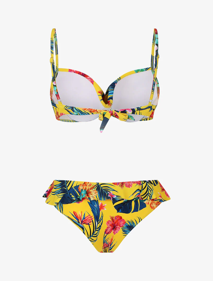 Ruches bikini met bloemenprint - Geel - Image 3