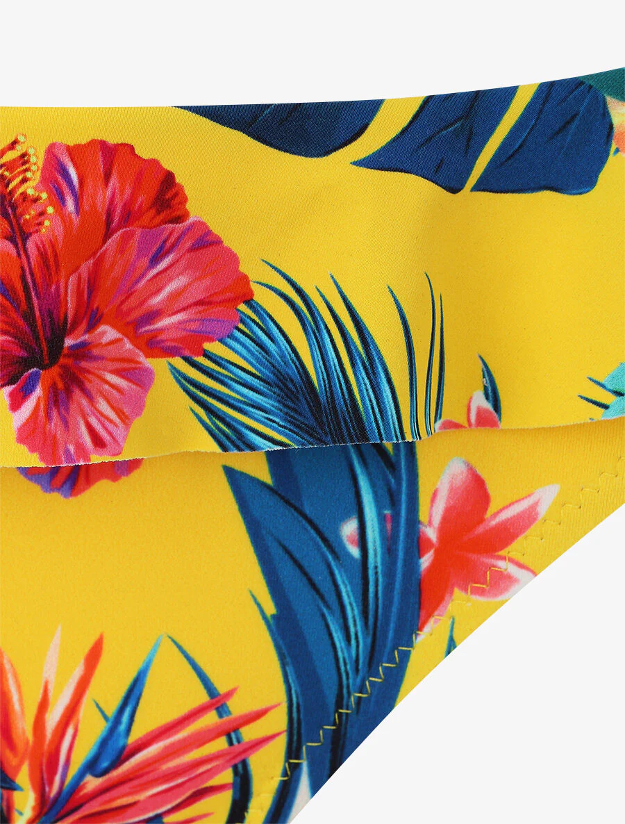 Ruches bikini met bloemenprint - Geel - Image 4