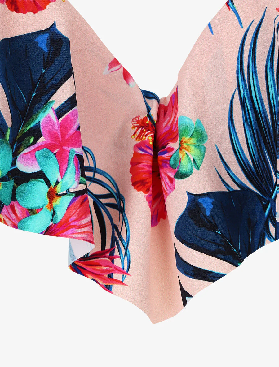 Ruches bikini met bloemenprint - Zalmroze - Image 3