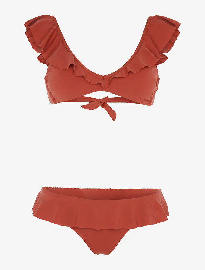 Ruches bikini met hoge uitsnijding - sienna