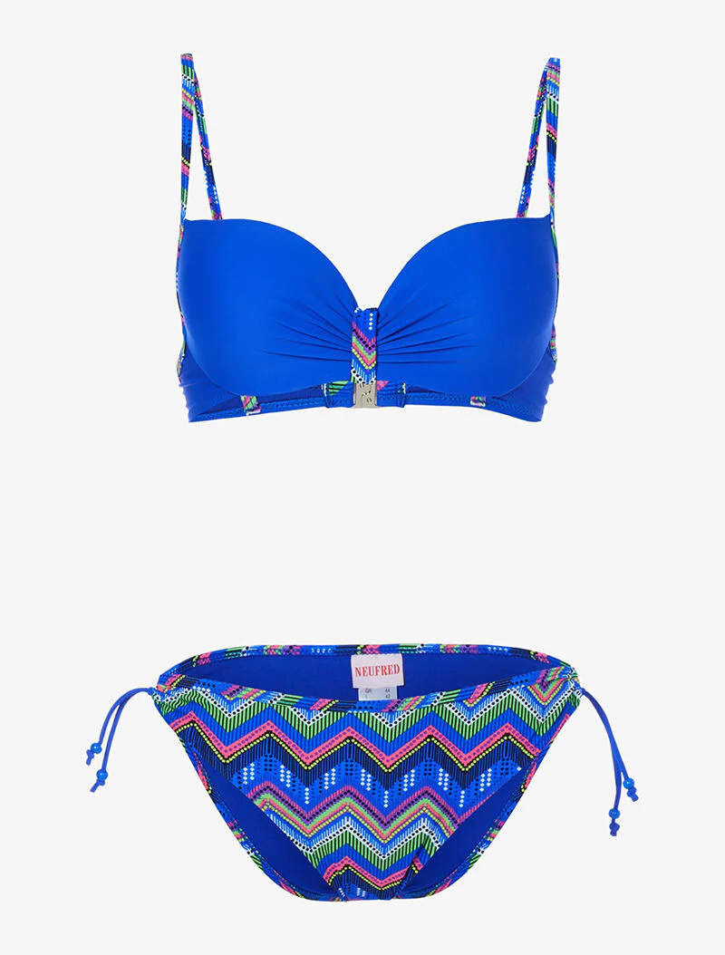 Etnische zigzag bikini - koningsblauw