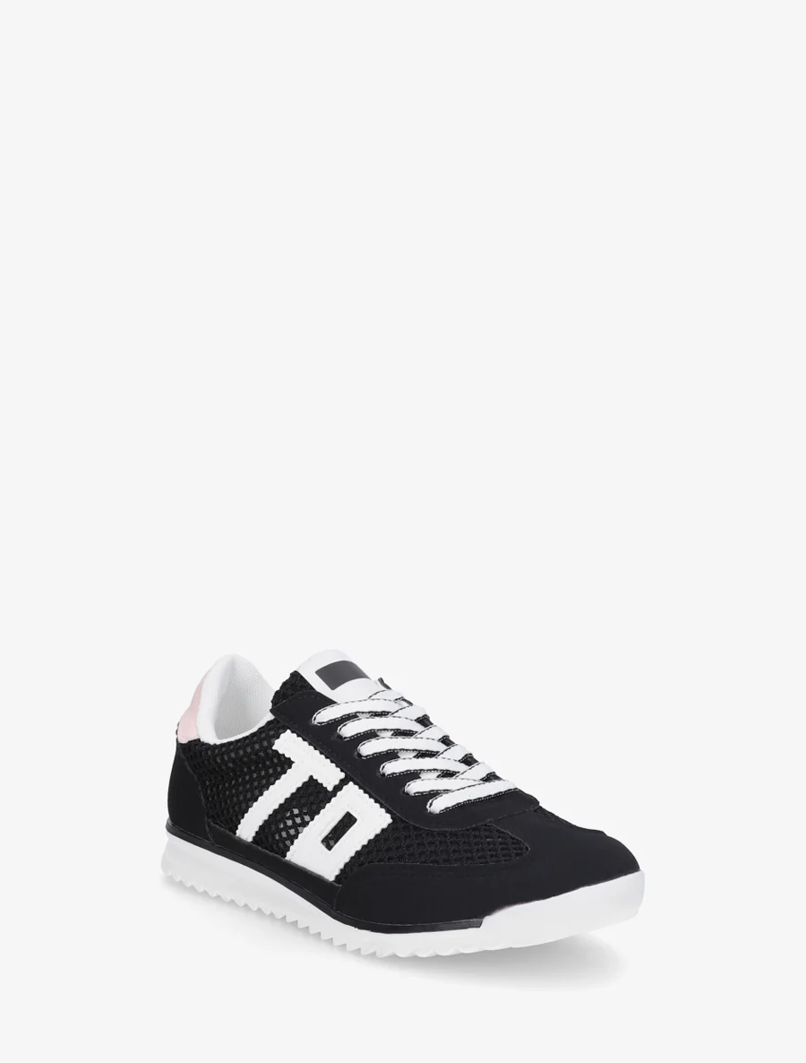 Bimateriaal sneakers met flockprint - Zwart - Image 2