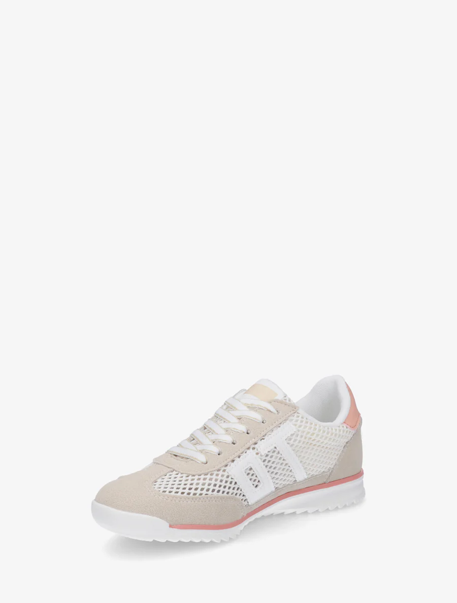 Bimateriaal sneakers met flockprint - Beige - Image 3