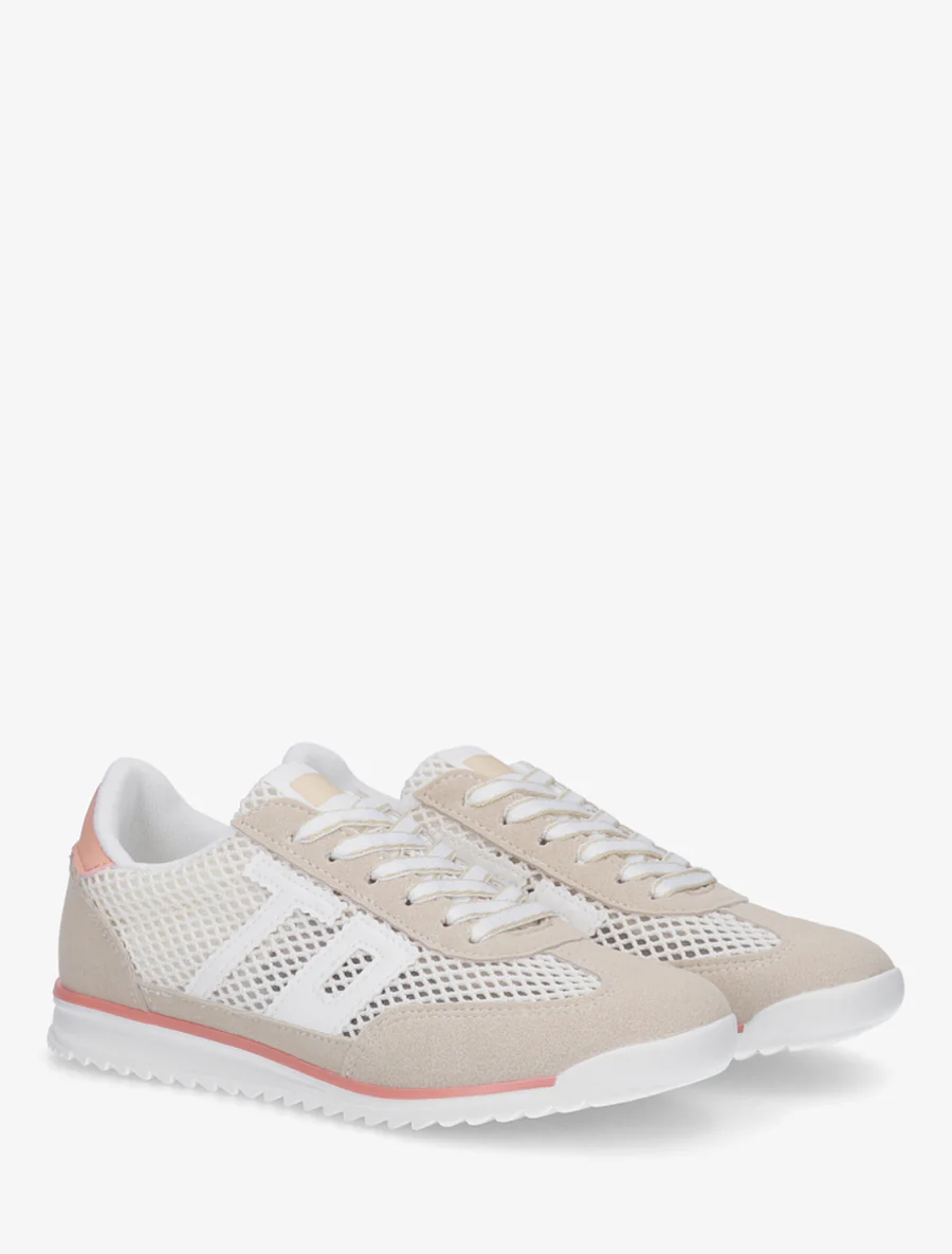 Bimateriaal sneakers met flockprint - Beige - Image 4