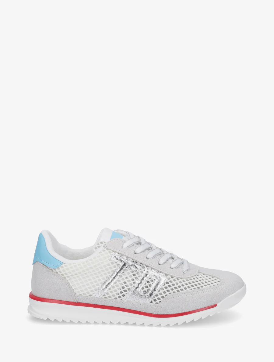 Bimateriaal sneakers met flockprint - Wit