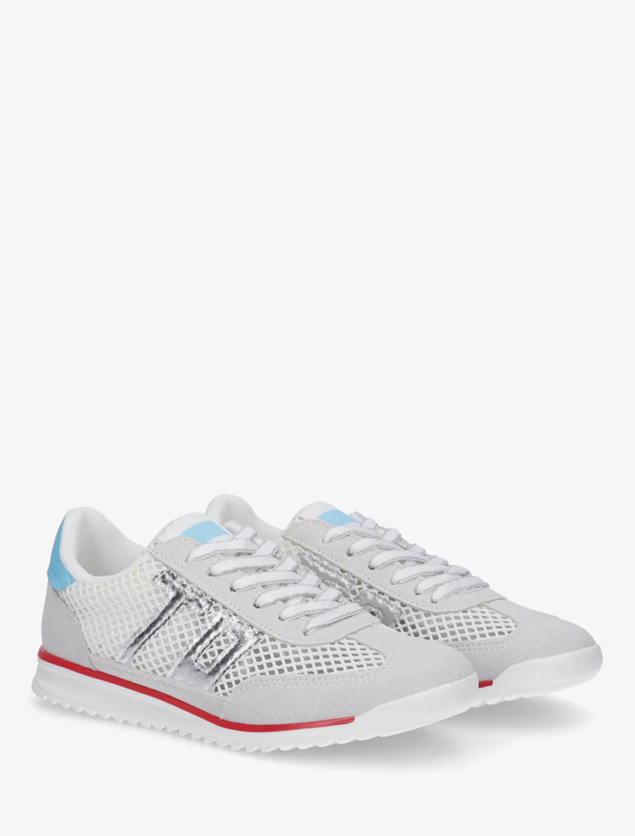 Bimateriaal sneakers met flockprint - Wit - Image 4
