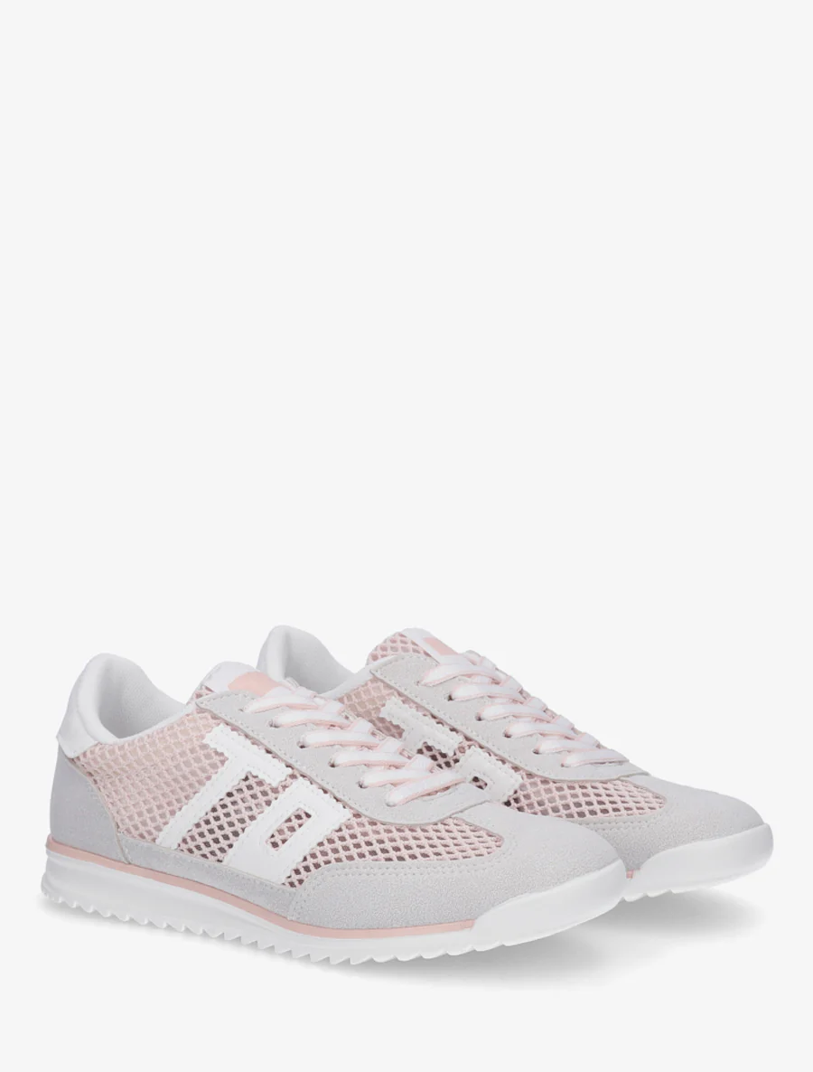 Bimateriaal sneakers met flockprint - Roos - Image 4
