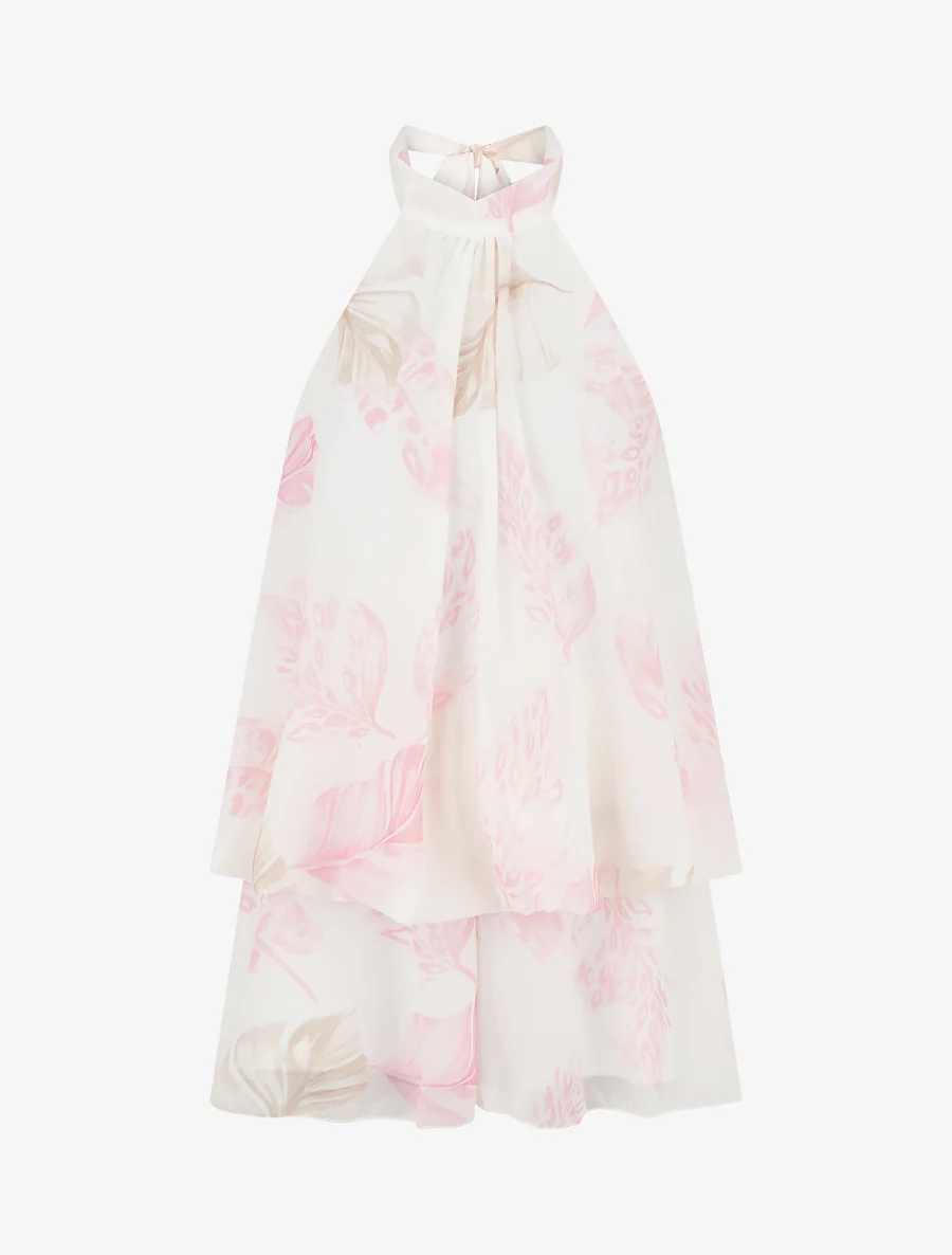 Bladerige rugloze volant jumpsuit. - Roos - Image 2
