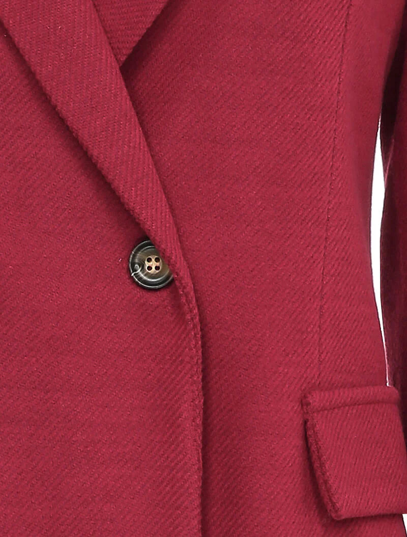 Dubbelrij blazer in gestreept vilt - Bordeaux - Image 3