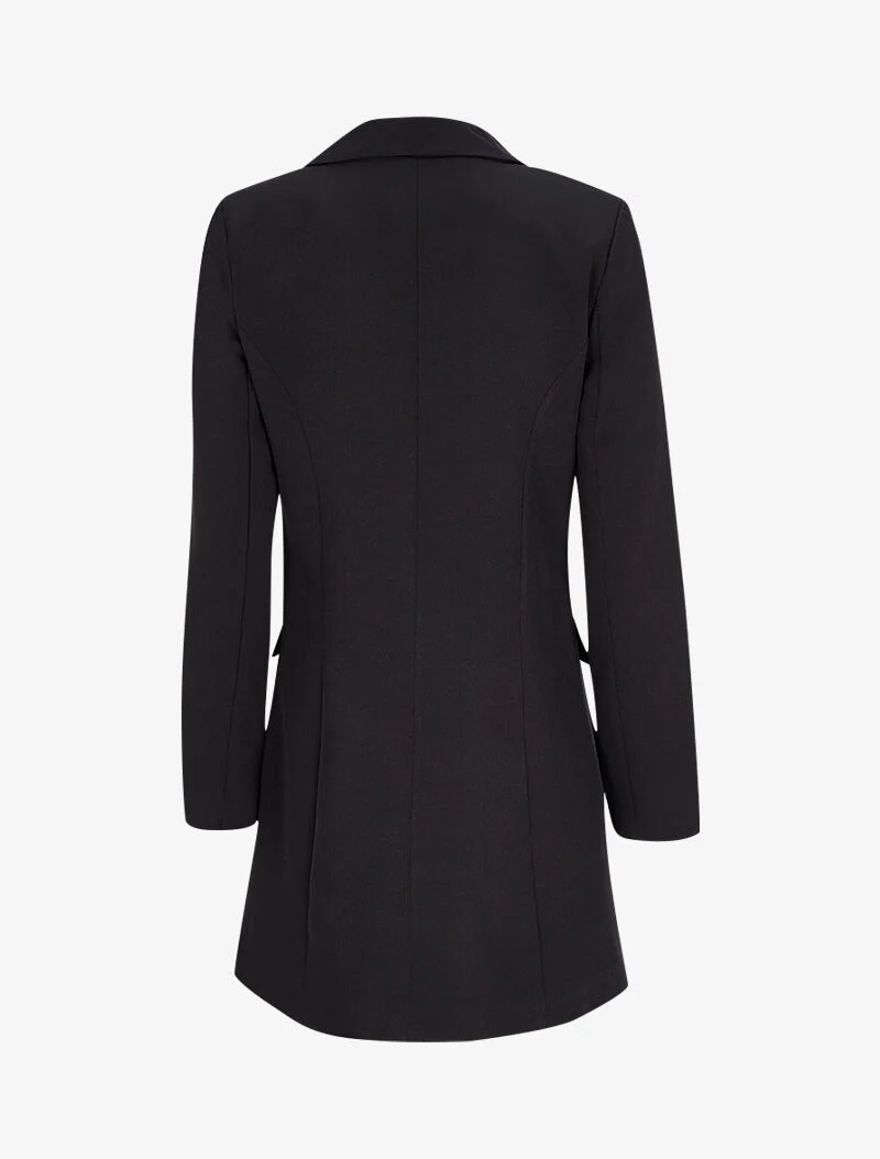Extra lange blazer in officiersstijl - Zwart - Image 2